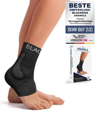 Produktbild von BLACKROX ANANKLE Sprunggelenkbandage Silikon – Fußgelenkstütze (Schwarz / S)