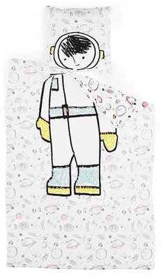 Produktbild von SLEEPWISE Kinderbettwäsche 140x200 |   2tlg. Bettwäsche Kinder mit Kissenbezug 65x65 cm | Extraweiche Mikrofaser Kinder Bettwäsche Set mit Reißverschluss | Astronaut