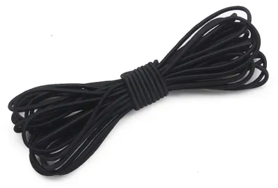 Obrázek produktu pro Elastická šňůra – kulatá gumička – průměr 2,5 mm – délka 1,8 m – pro oděvy a šití – pro tvoření a DIY – černá