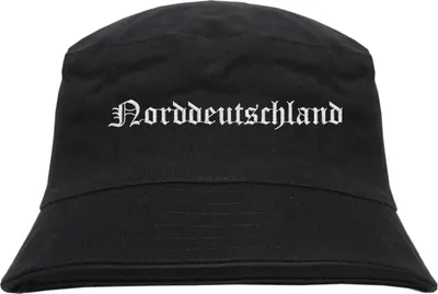 Produktbild von Norddeutschland Fischerhut - Altdeutsch - bestickt - Bucket Hat Anglerhut Hut Schwarz S/M