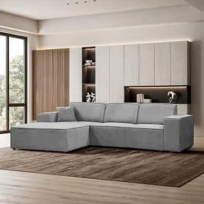 Produktbild von Ecksofa PEDRO L Hellgrau, 267x170 cm, Sofa L-form Breite Ottomane links, ohne Schlaffunktion