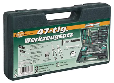 Produktbild von Brüder Mannesmann Werkzeugkoffer, 47-teilig - Werkzeugset für Heimwerker als Gru