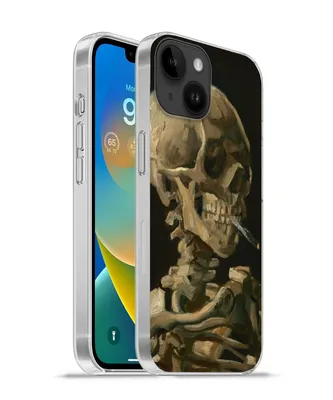Produktbild von MuchoWow® Handyhülle Schutzhülle Hülle für Apple iPhone 14 - Softcase Skelettkopf mit brennender Zigarette - Vincent van Gogh Silikon Softcase Handy Hülle - Mobiltelefonhülle
