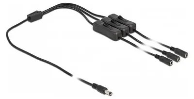 Imagen del producto de Cable DeLOCK, conector DC de 5,5 x 2,1 mm a 3 conectores DC con interruptor, 1 metro