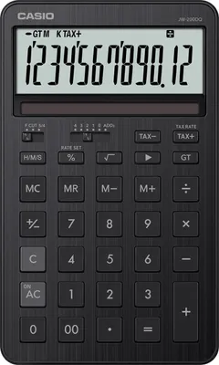 Image de Casio JW-200DQ, Bureau, Calculatrice simple, 12 chiffres, Piles / Solaire, Noir