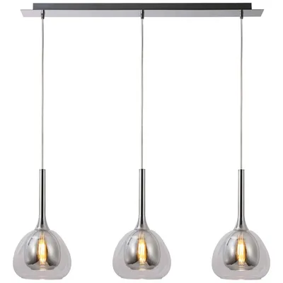 Produktbild von BRILLIANT Lampe Hadan Pendelleuchte 3flg rauch/transparent/chrome | 3x D45, E14, 40W, geeignet für Tropfenlampen nicht enthalten | In der Höhe einstellbar / Kabel kürzbar | Für LED-Leuchtmittel geeign