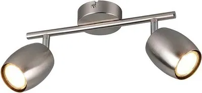 Image de Plafonnier, métal, argenté, GU10, 2 flammes, L 27,5 cm