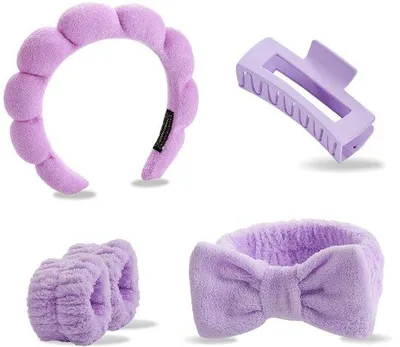 Image de Ensemble de bain doux, antidérapant, pour le maquillage et les soins de la peau, violet