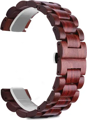 A close-up shot of a wooden watch band.