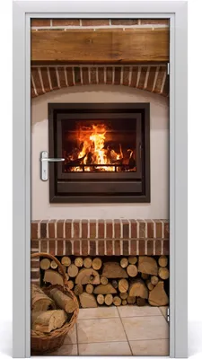Produktbild von Tulup Türaufkleber 85x205 cm Dekorative Aufkleber Selbstklebend Wasserdichte Tapete Abnehmbar Schlafzimmer Wohnzimmer Wohnkultur - Kamin zu Hause