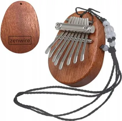 Obrázek produktu pro Mini kalimba - 8 kláves - mahago dřevo - africké palcové piano - s popruhem - hnědá - kompaktní provedení