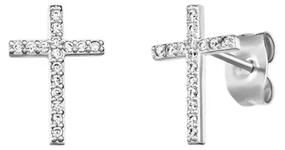 Produktbild von Engelsrufer Ohrstecker Damen Kreuz Zirkonia Silber ERE-LILCROSS-ZI-ST