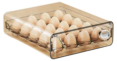 Produktbild von Eieraufbewahrungsbox, transparent, platzsparend, mit einzelnen Fächern, leichtgängiger Schublade, Eierhalter für Küche und Kühlschrank L