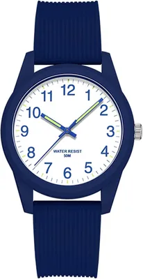 Productafbeelding van Dameshorloges, 5ATM waterdicht, minimalistisch dameshorloge met siliconen band, analoog quartz sportklok voor meisjes, vrouwen en kinderen