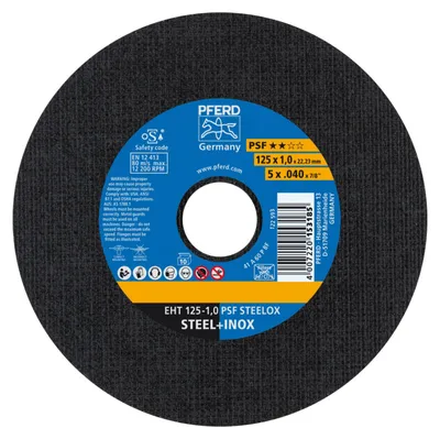 Produktbild von PFERD Trennscheibe EHT 125x1,0x22,23 mm gerade Universallinie PSF STEELOX für Stahl/Edelstahl (10), Schneidedisk, Blech, Edelstahl, Stahl, 12,5 cm, Jede Marke, 2,22 cm, Schwarz