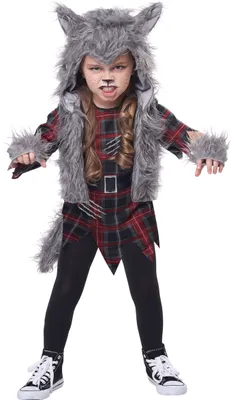 Immagine prodotto di Spaventoso costume da lupo mannaro per ragazze Costume di Halloween grigio-rosso-nero - 104