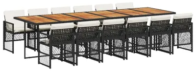 Produktbild von vidaXL 13-tlg. Garten-Essgruppe mit Kissen Schwarz Poly Rattan