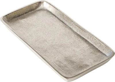 Zdjęcie produktu dla Taca dekoracyjna – 29 x 14,5 cm – srebrnoszara – aluminium