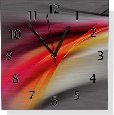 Produktbild von Wallario Design Wanduhr Schwarz rot pink - Abstraktes Design aus Aluverbund, Größe 30 x 30 cm