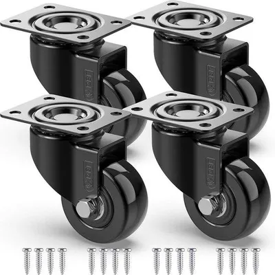 Produktbild von 50 mm Gummibügel mit Schrauben - Tragfähigkeit bis 200 KG - 4 Stück - Keine Fußspuren - Stille Reifen Trolley Räder