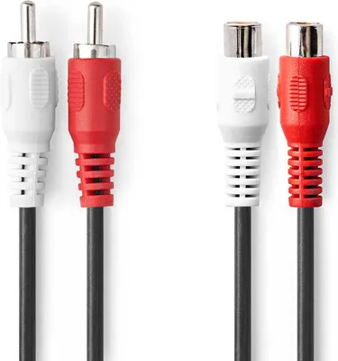 Obrázek produktu pro Stereo audio kabel | 2x RCA Hane | 2x RCA Hona | Nickelplaterad | 2,00 m | Kulatý | Svart | Låda