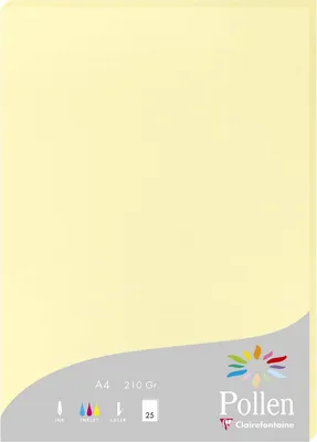 Produktbild von Clairefontaine Pollen, Laser-/Inkjet-Druck, A4 (210x297 mm), 25 Blätter, 210 g/m², Gelb, Forest Stewardship Council (FSC) Mix