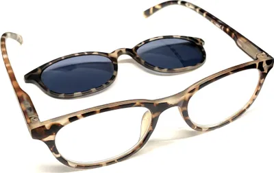 Produktbild von Lesebrille Inkl. Sonnenclip & Etui Sehhilfe Sonnenschutz Damen Sonnenbrille Lesehilfe Brille 2,5 Dioptrien