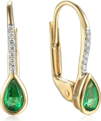 Produktbild von 585er Gelbgold Ohrhänger Smaragd 0,38ct. und 14 x Diamanten 0,03ct.