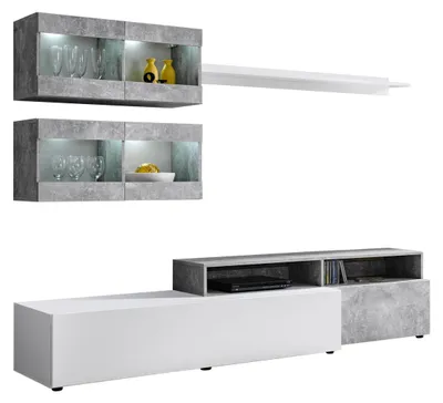 Produktbild von Moderner Wohnwand Grau Luxus Wandschrank Wohnzimmer TV Ständer Möbel
