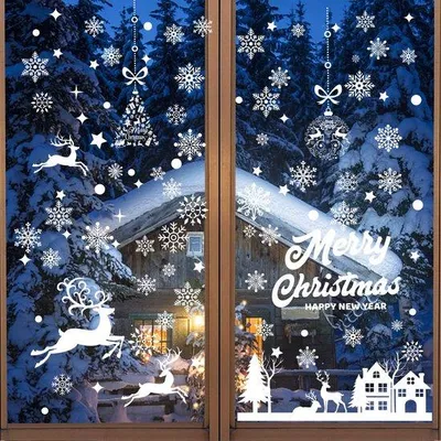 Produktbild von Weihnachtsfensterbilder, selbstklebend, Schnee, 169 Stück, Innenbereich