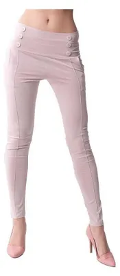 Produktbild von Damen Leggings Hose Reiterhose Optik; Beige/S/M 36/38