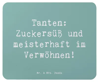 Produktbild von Mr. & Mrs. Panda Mouse Pad Spruch Tante Zuckersüß - Meeresbrise - Geschenk, Liebe, pc mausunterlage, Mauspad, Jubiläen, handgemacht, mousematte, Mousepad, Familie, Nichte