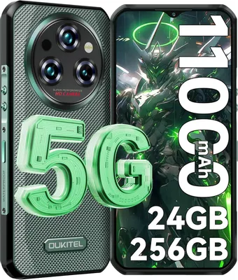 Produktbild von OUKITEL WP35 (2025) 5G Outdoor Handy Android 14 Smartphone Ohne Vertrag 24GB+256GB/2TB TF Dimensity 6100+, 11000mAh 6.6" 2.4K FHD+ 64MP+32MP NFC, Grün