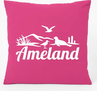 Produktbild von Huuraa Kissen Ameland Niederlande 40x40cm mit Füllung Fuchsia Baumwolle Dekokissen Geschenkidee