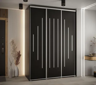 Obrázek produktu pro Šatní skříň YVONA 12 - 180/60 cm, černá / stříbrná