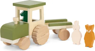 Image de Trixie Tracteur pour animaux en bois avec remorque