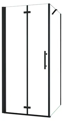 Produktbild von Duschspa Eckdusche Falttür mit Seitenwand 80x70x195cm Ganzglas Schwarz Duschkabine, 6mm Sicherheitsglas, Aluminium‑Profil, Badezimmer Duschabtrennung