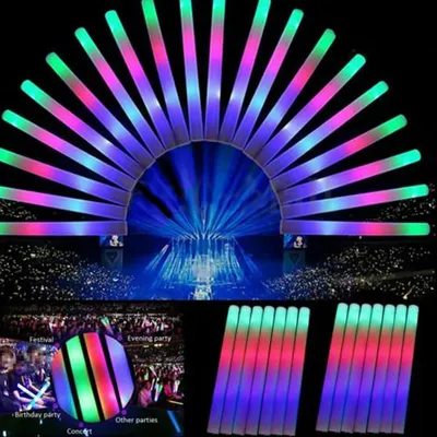 Produktbild von 5 Stueck DJ Flashing Glowing Stick Konzert Party Rave LED Lichtstaebe Schaumstaebe