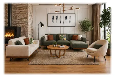 Immagine prodotto di Divano componibile ad angolo, forma a L, con tre posti, poltrona, design moderno e confortevole