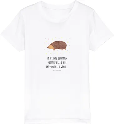 Produktbild von Mr. & Mrs. Panda Kleinkinder T-Shirt Igel Herzen 12-14 Jahre (152/164) - Weiß - Geschenk, Lustige Sprüche, Leben, Herz, Kindershirt, Baumwolle Kinder, Kinder-T-Shirt, Bio