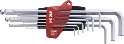 Produktbild von Wiha Stiftschlüssel Set im ProStar Halter Sechskant-Kugelkopf 9-teilges Set mattverchromt