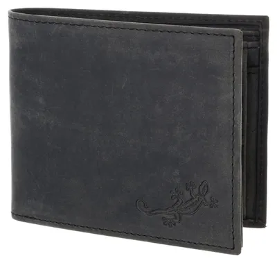 Produktbild von oxmox Leder Geldbörse Leather RFID Protect Querscheinbörse Lizard 2.0 Embossed Vintage Black schwarz