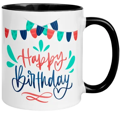 Produktbild von Tasse Geburtstag – „Happy Birthday - Girlanden“ – Geburtstagstasse Mann Frau