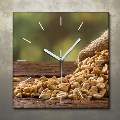 Produktbild von Wohnzimmer Leinwand Uhr Geräuschlos Küche 30x30 Nüsse, Motive, weiße Zeiger