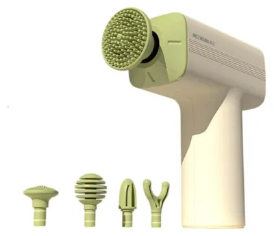 Produktbild von INF Intelligente Mini-Massagepistole – Tragbare Mini-Faszienpistole mit 4 Aufsätzen, 3 Geschwindigkeitsstufen, 1500-mAh-Akku, geräuscharm, 402 g