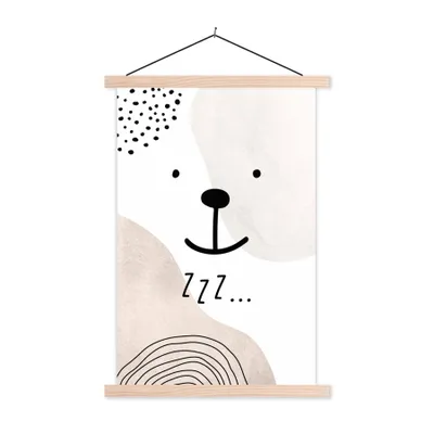 Produktbild von MuchoWow® Textilposter Sprichwörter - Schlaf - Zzz... - Zitate - Kinder - Kinder 40x60 cm mit holzfarbenen Rahmen - Poster