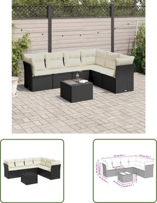 Produktbild von The Living Store 7-tlg. Garten-Sofagarnitur mit Kissen Schwarz Poly Rattan