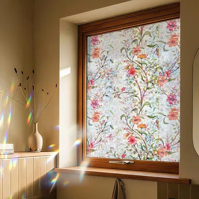 Produktbild von Raumfolie Fensterfolie mit Regenbogenblumen, 45 x 200 cm, Sichtschutz für Glasfenster