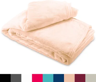 Produktbild von Fleece Kuscheldecke 220x240 cm Flauschiges Polyester Beige Kuschelig Warm Tagesdecke