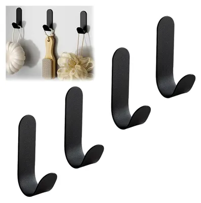Produktbild von 4er-Set selbstklebende Wandhaken aus Edelstahl, schwarze Handtuchhaken für den Kleiderschrank